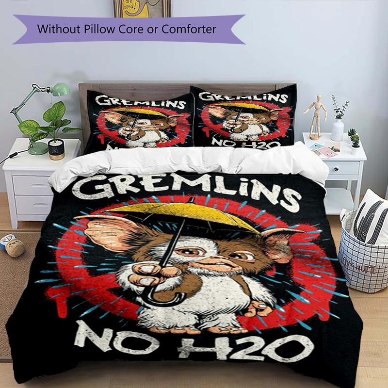 Gremlins Ban Design Bed Bedding Set 1 Duvet Cover + 2 Pillowcases Soft Breathable Household Bed Linens