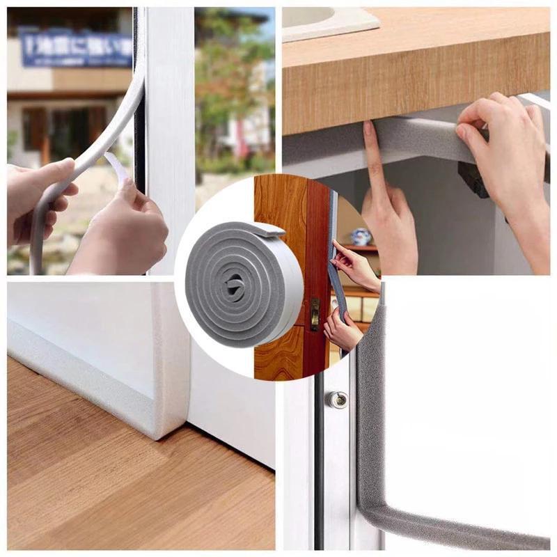 1 Rotolo Strisce Sigillanti per Porta Finestra Insonorizzanti Porta Finestra Schiuma con Retro Isolamento Acustico Casa Nastro Antipolvere Striscia Sigillante