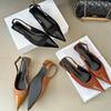 Elegant Splicing Brand Designer Sandals Women Sexy Pointed Toe Low Heel Pumps Fashion Satin Buckle Slingback Heels Zaptos Mujer