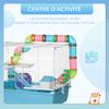 3-level Hamster/rat/rodent Cage with Tunnel, Water Bottle, Wheel, Small House, and Ladders. Dimensions: 59L X 36W X 47H Cm