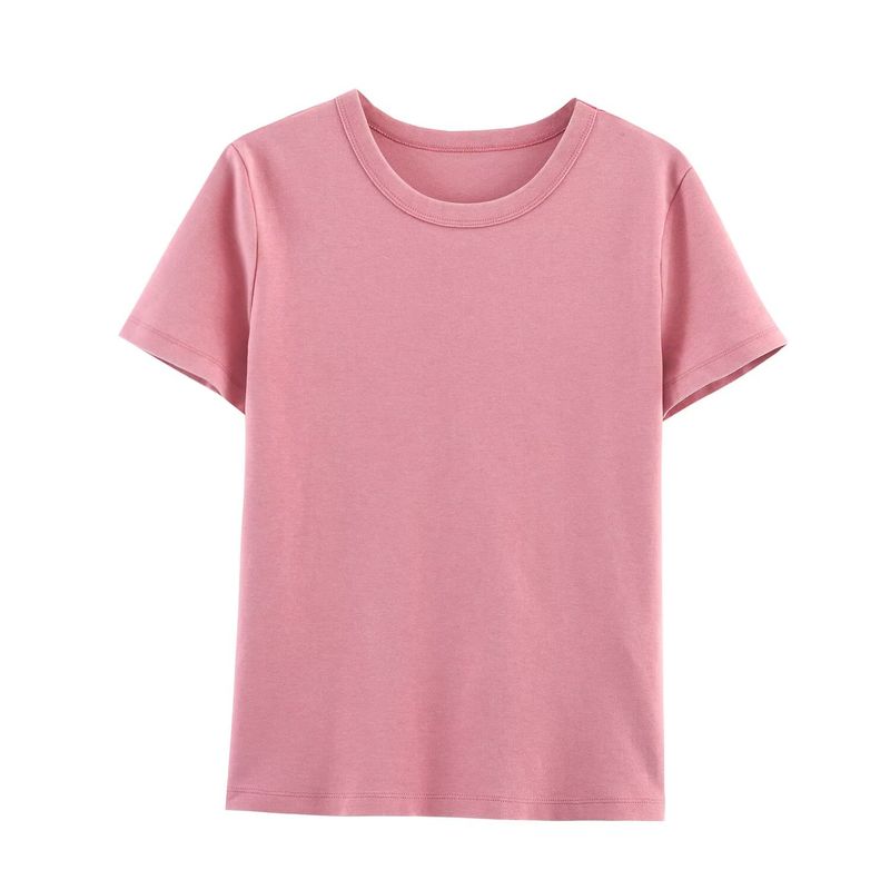 Kaslead New Arrival Women's Fashion Style Multi-Color Selection Double-Sided Cloth Silm Short Sleeve round Neck T-shirt 4174378