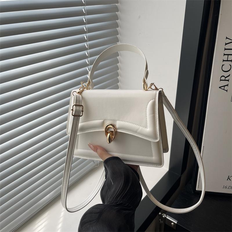 

Handbag bag women s new solid color texture handbag commuting simple messenger small square bag белый