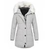 Women's Hooded Slim Fit Cotton Coat - European & American Style, Mid-Length, Solid Color, Warm Outerwear for Autumn & Winter