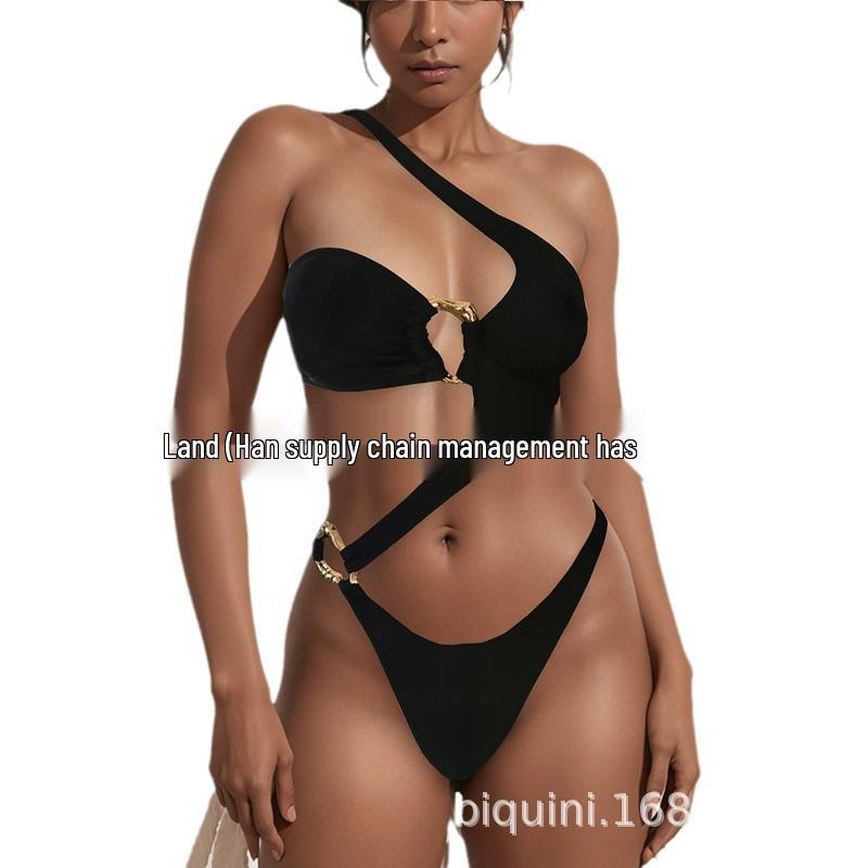

2025 Women s Solid Color One-Piece Swimsuit and Bikini Set Large чорний