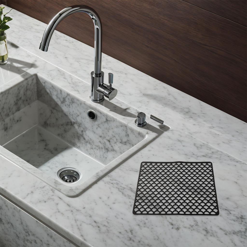 Food Safe Mat 42*31cm Sink Protector Grid Dishwasher Safe Easy To Clean Effective Drainage Flexible Design Non-Slip