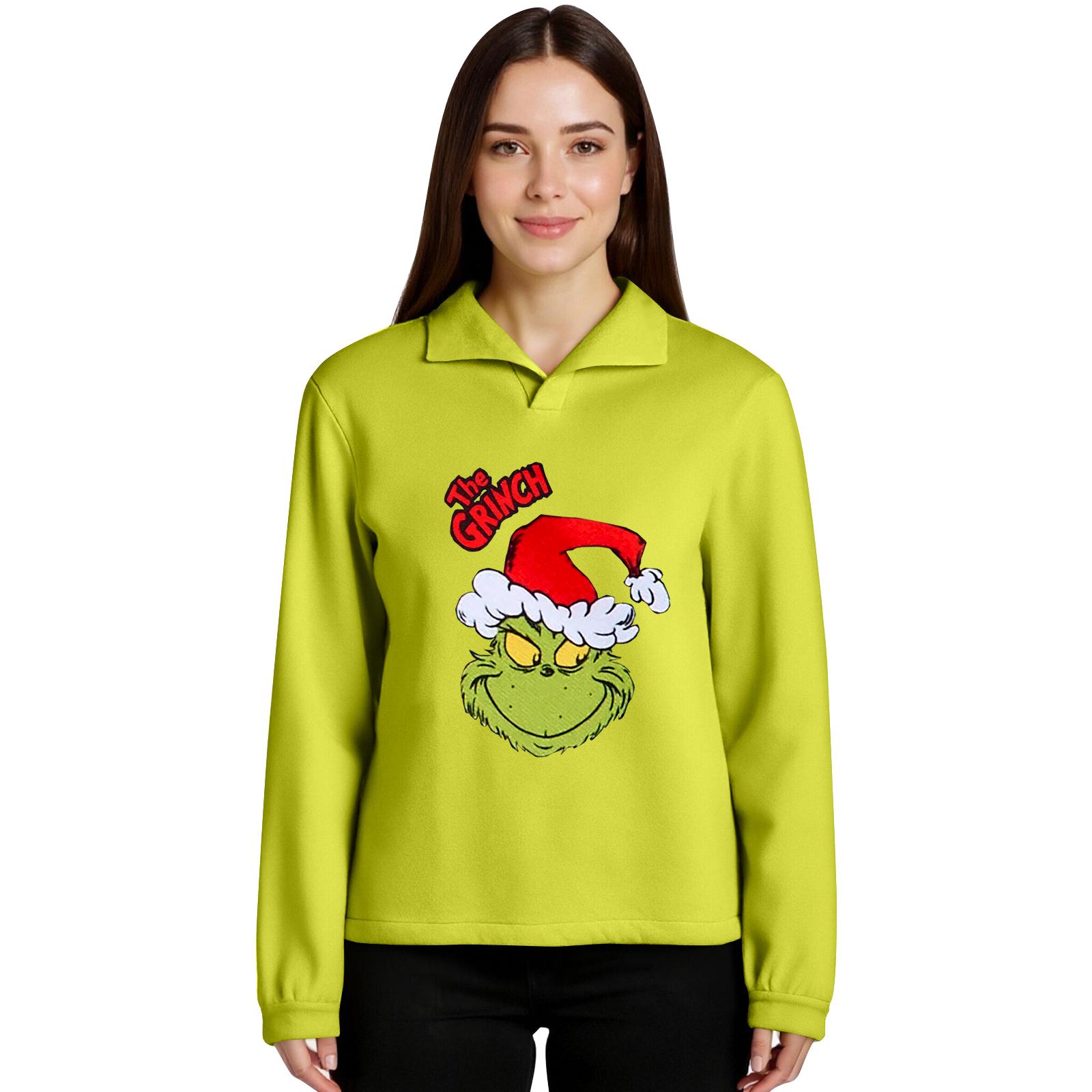 

Women s Stand-up Collar Long-sleeved Pullover Top, Christmas Print Sports Top L