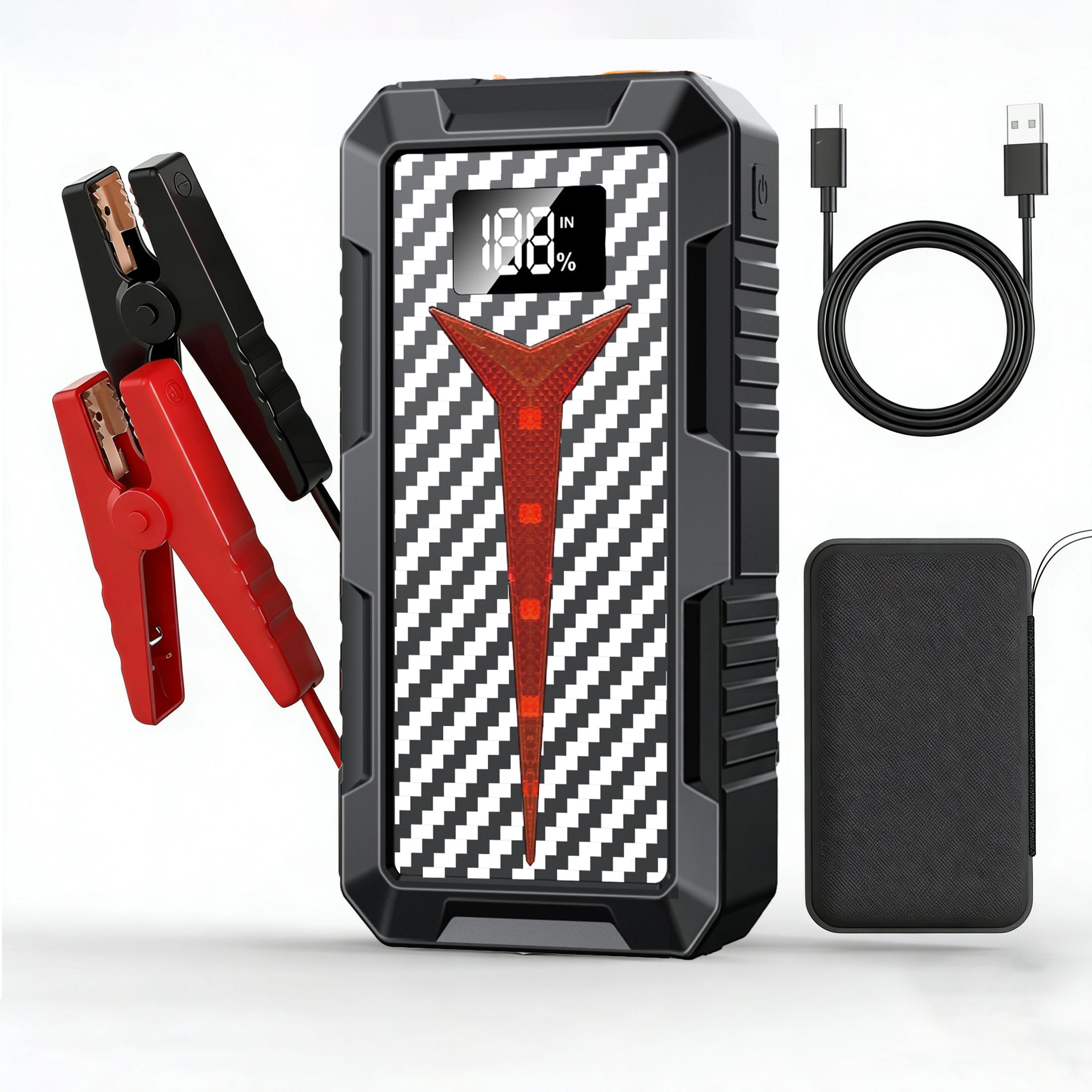 Портативный автомобильный пуско-зарядное устройство (jump starter) и Power Bank 12В – Компактное аварийное зарядное устройство для ежедневного использования красный