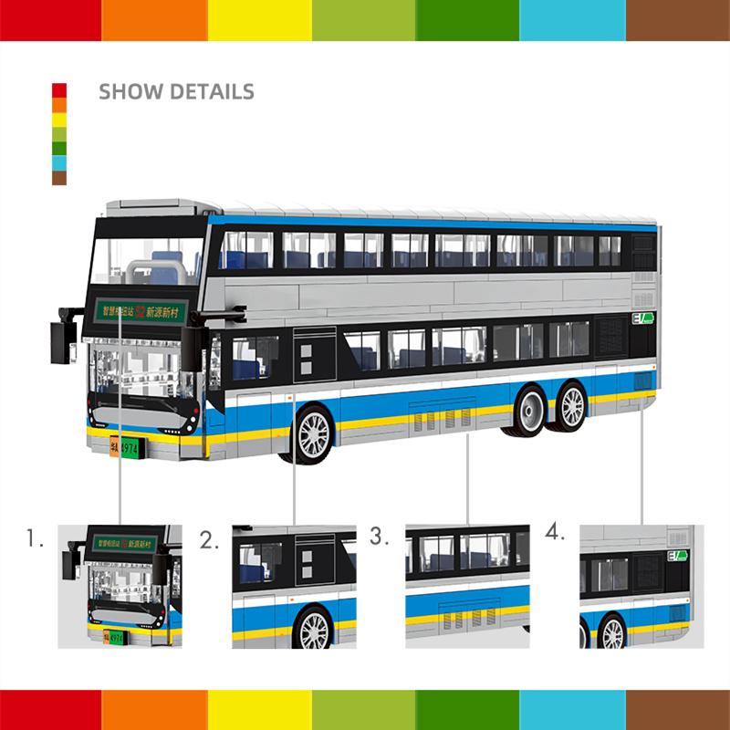 Kinder Stadtauto Bus Spielzeug Überland Doppeldeckerbus Montage Kleine Partikel Bausteine Junge und Mädchen Geschenk Ornament