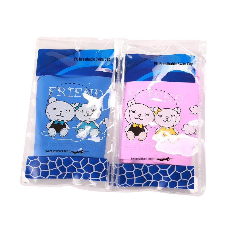 Children's Comfortable Dolphin Swimming Cap - Solid Color PU Coated, Suitable for Boys & Girls.