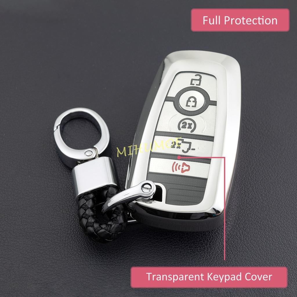 For Ford Bronco Sport Edge Escape Explorer F150 Kuga Ranger Maverick Lincoln Smart Car Key Chain Ring Fob Case Cover