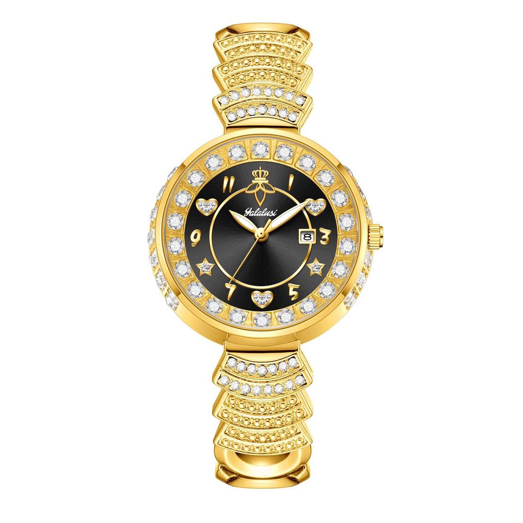 Yalalusi Luxury Gold Diamond Women'S Watch Heart-Shaped Women'S Watch Scale Diamond-Set Fashion Watch Women'S Watch