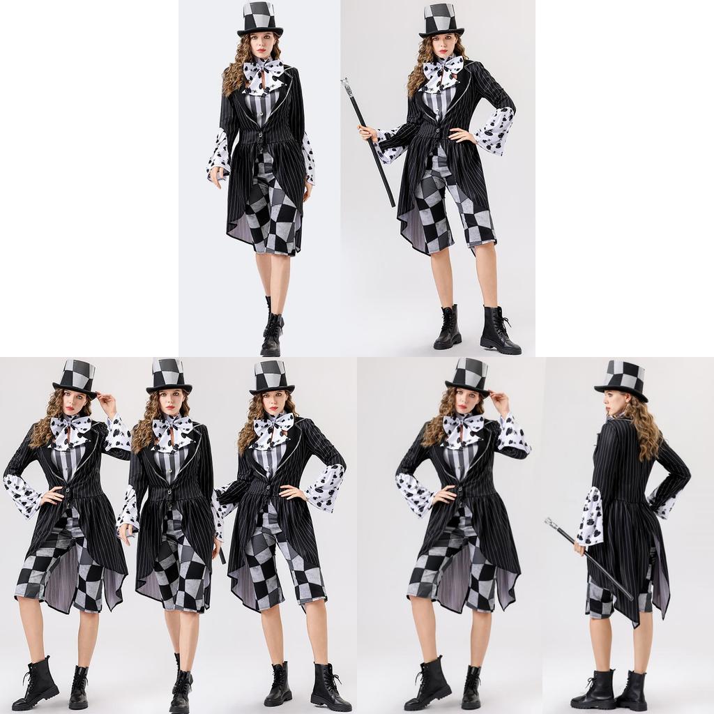 Alice In Wonderland Halloween Costume For Women With Satin Hat And Magic Accessories