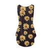 Women's Fashion Floral Printing Pleated Sleeveless Casual T-shirt Vest Button Top