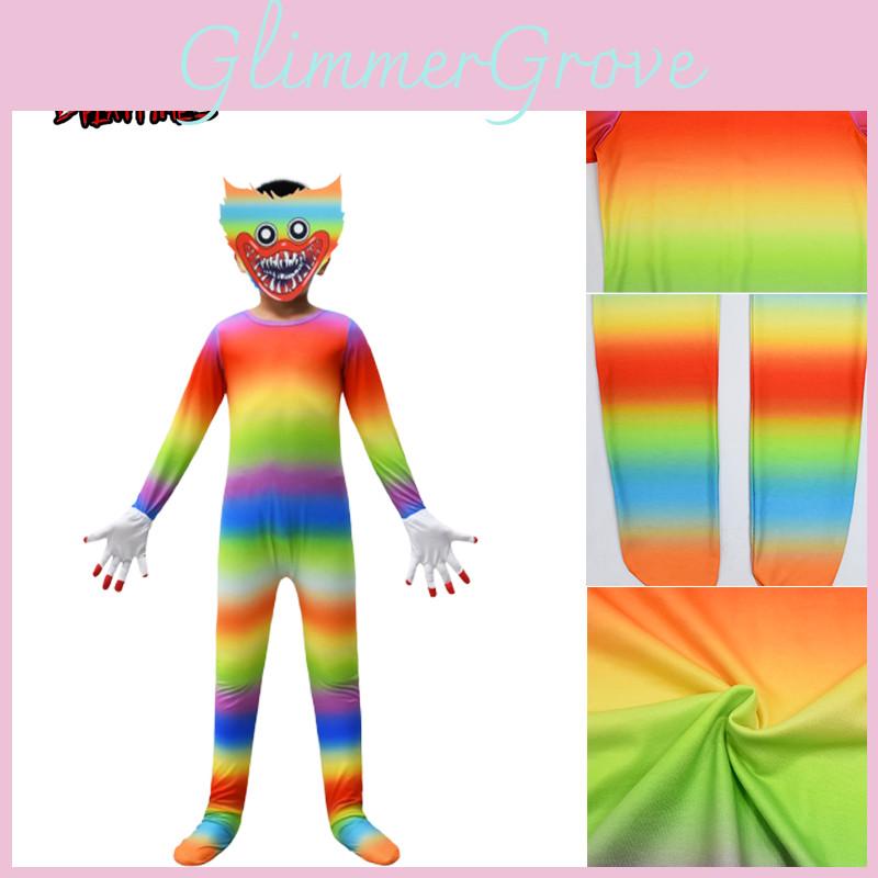 Kids Poppy Playtime Huggy Wuggy Cosplay Costume Jumpsuit Mask Halloween Suit