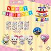 Kumikumi Hello Kitty Party Decorations Set for Girls, Birthdays, and Happy Birthdays. Includes Balloons, Round Balloons, and Other Party Decorations