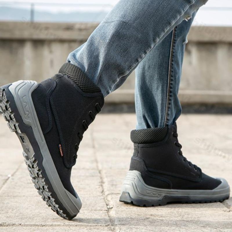 Fashion 2025 Spring Fashion Lace Up Casual Canvas Thick Soled Shoes for Men High Top Comfortable Wear-resistant Non Slip Chunky sneakers