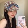 Artist Bowknot Plaid Hats Street Style Flat Visor Hat Casual Bow Newsboy Caps  Girls