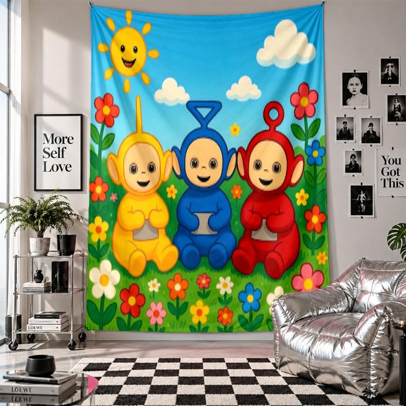 Wall TapestryTeletubbies Art Hanging Cloth Decorative Background Cover for Room Decoration