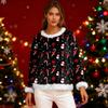 Damska bluza polarowa casual z długim rękawem i okrągłym dekoltem, wygodna, o luźnym kroju, lekka, damska bluza flanelowa