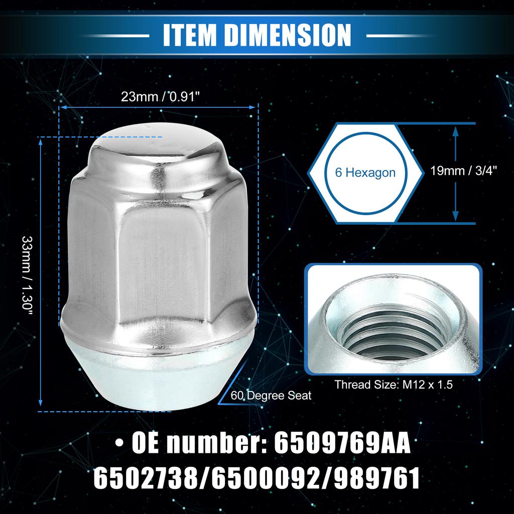 X Autohaux Car Wheel Lug Nuts for Ford 2000-2008 Focus for Honda 1994-2002 Passport No.6509769AA/6502738/6500092 M12x1.5