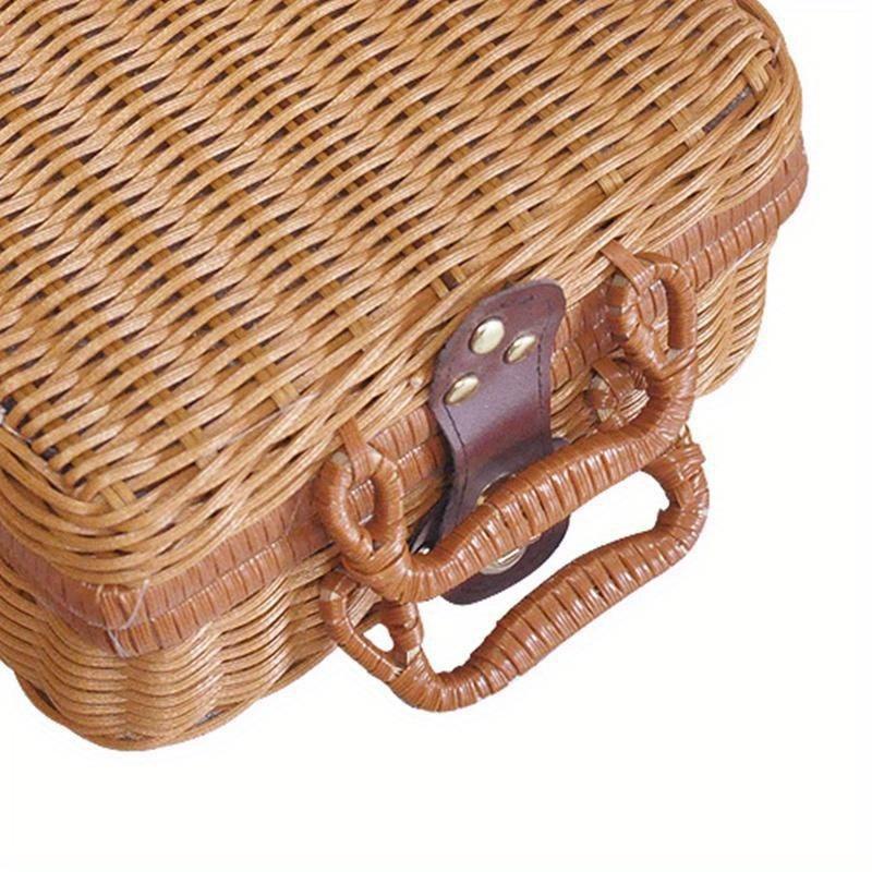 Kutu Dokuma Rattan Sepet Retro Saklama Kutusu Dekoratif Aksesuarlar El ile Bavul Hediye Kutusu