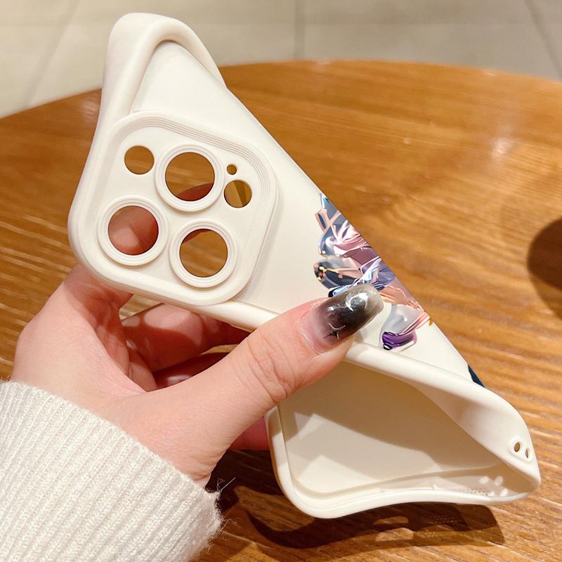 Pink Crystal Rose Pattern Shockproof Phone Case for iPhone 16 15 14 Plus 13 12 11 Pro Max Xs Xr 8 7 Matte Tpu Soft Lens Protection Anti-Fall Cover