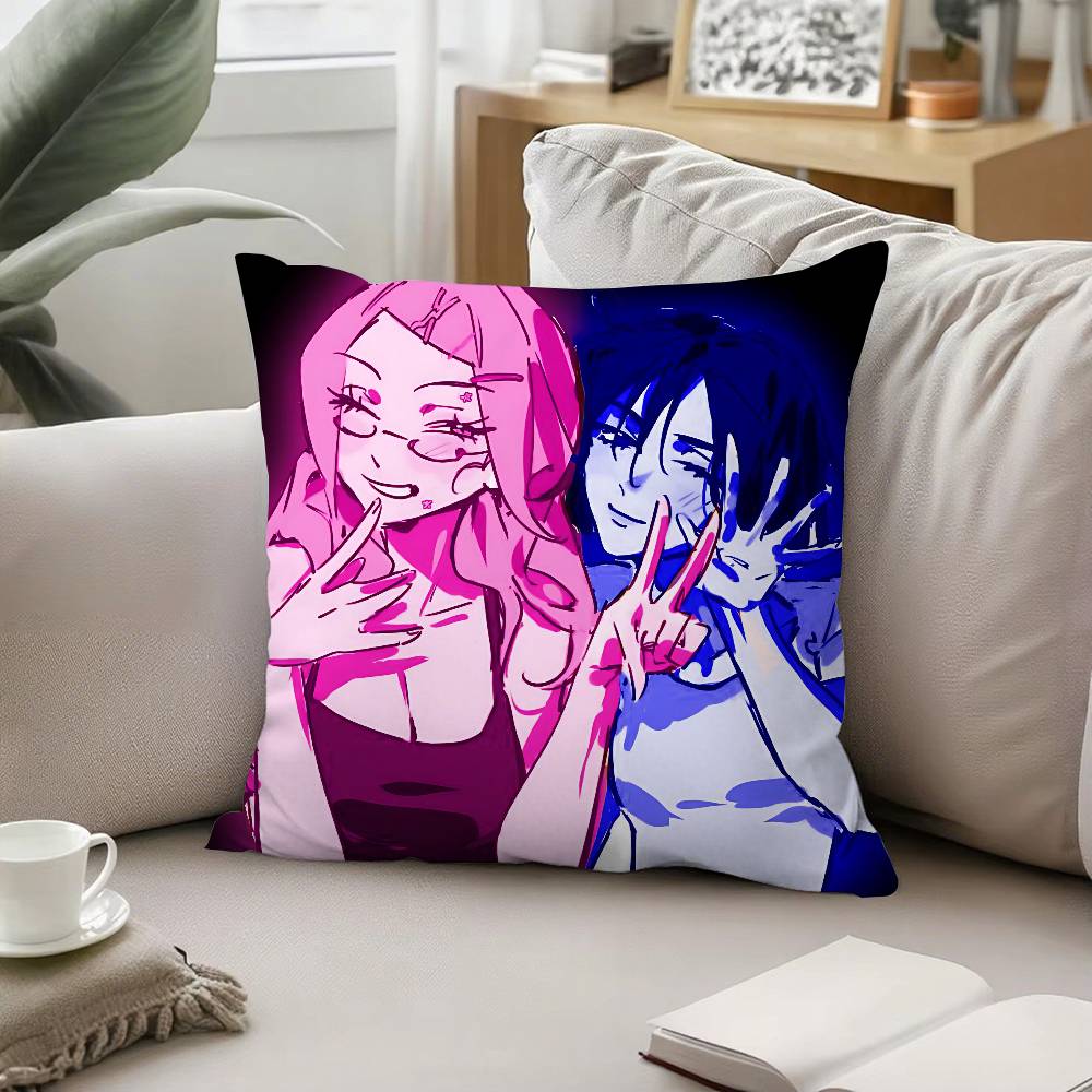 Cute Love Mizi And Sua Anime Alien StageS Throw Pillow Covers Pattern Cushion Cover Suitable For Sofa Bedroom Car Pillow Cover