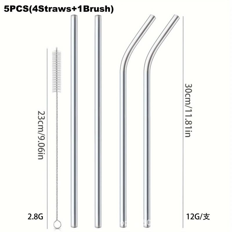 Paie de 30 cm pentru CUP Paie reutilizabile din inox 4 set de paie de băut colorate, sănătoase, ecologice, pentru smoothie de cocktail