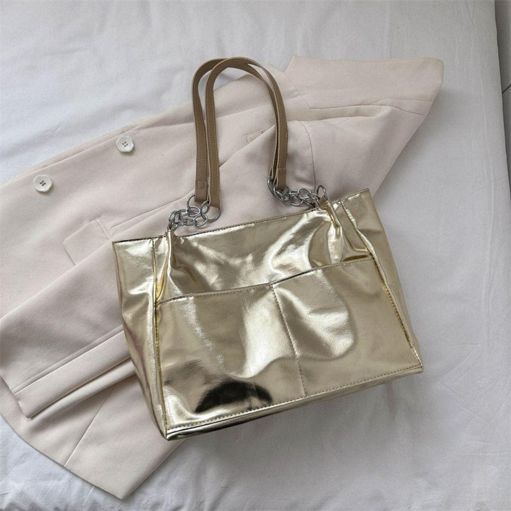 Multi-position Simple Shoulder Bag Zipper Women Handbag Casual PU Leather Tote Bag Shopping