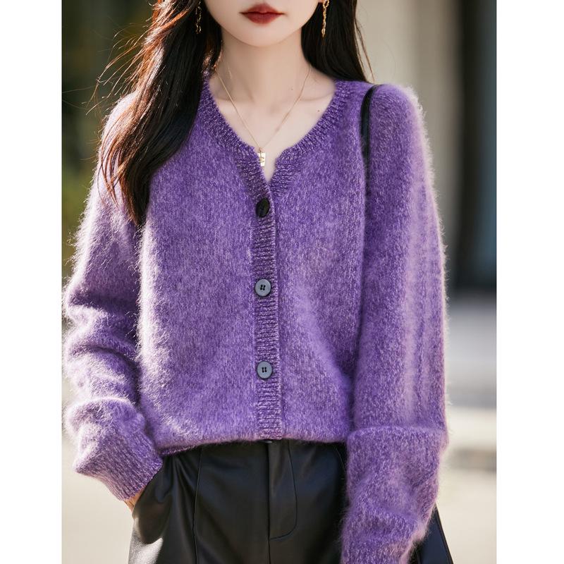 Women’s French Style Floral Wool Knit Cardigan - Cozy Autumn/Winter Fashion 2025