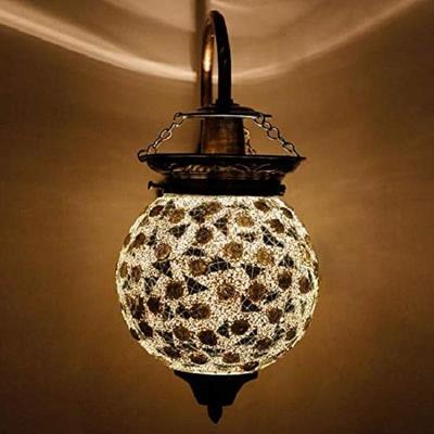 Kulformad kristallprydd glasvägglampa för vardagsrum & hemdekoration turkisk lampa (Flerfärgad, glödlampa ingår inte)
