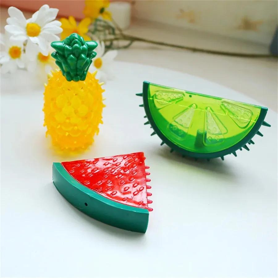 Brinquedo de mastigar refrescante para animais de estimação, brinquedo reutilizável para cães e gatos, dentição, melancia refrescante de verão, abacaxi, limão, gelo durável, frutas congeladas, brinquedos em forma de frutas