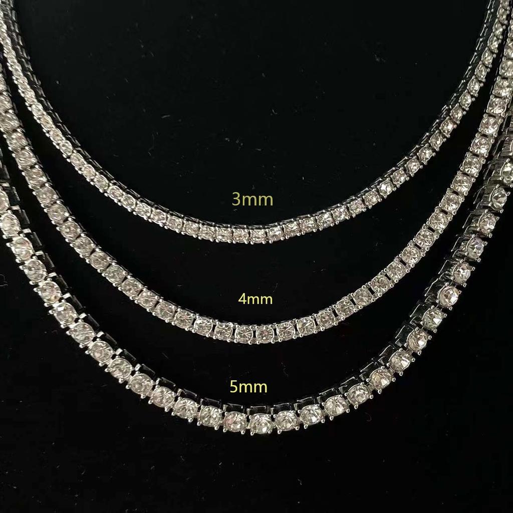 3mm Single Row Tennis Chain - Trendy European and American Hip-Hop Streetwear