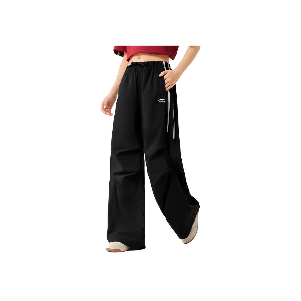 Li Ning Sports Lifestyle Series American Casual Simple Ice Silk Quick-Dry Cool Slim Loose Straight Leg Cargo Pants Knitted Sports Pants AYKV480-2