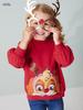 Little Maven Christmas Girls' Deer Hoodie - Cute Cartoon, Pure Cotton, Autumn Children's Clothing