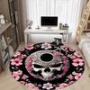 1pc Skull Flowers Office Round Area Rug, Indoor Mat Suitable For Office, Under Office Chairs Bedroom Living Room Home Decor, Room Deco