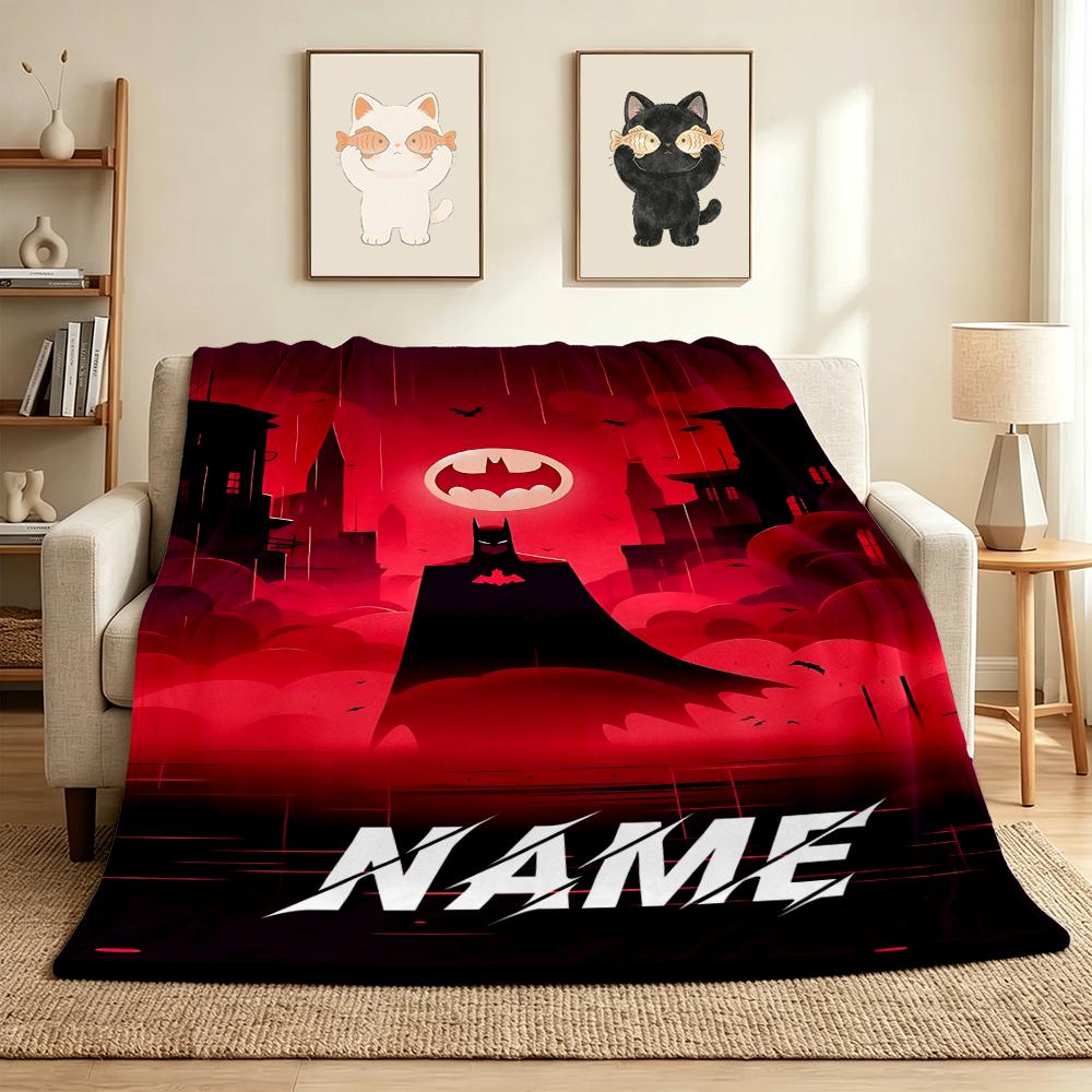 Custom Name Batman Mask Flannel Blanket Throw Blanket Soft Warm Sofa Bed home Decor Unique Gift