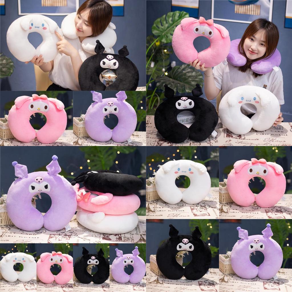 Universal Cartoon Style U-shaped Neck Pillow In White Pink Black And Purple