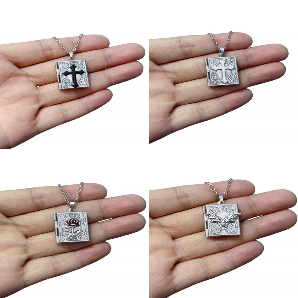 Gothic Cross Necklace Unisex Retro Black Stainless Steel Pendant Jewelry For Alternative Fashion