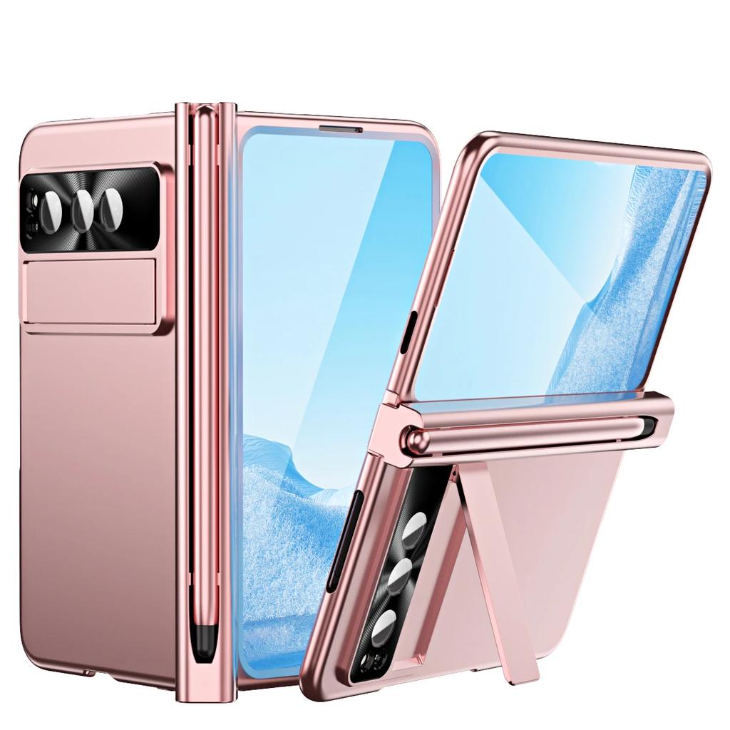 Per Google Pixel Fold Custodia Galvanizzata con Slot Penna Cerniera Protezione Completa Cerniera Magnetica Assorbimento Automatico Copri Telefono