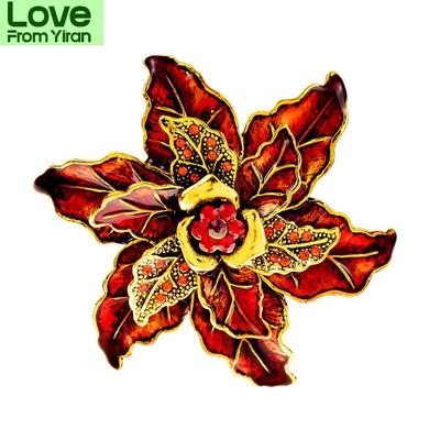 Strass Rote Blume Broschen Für Damen Vintage Retro Mode AnstecknadelFarben Verfügbar Mehrschichtige Accessoires