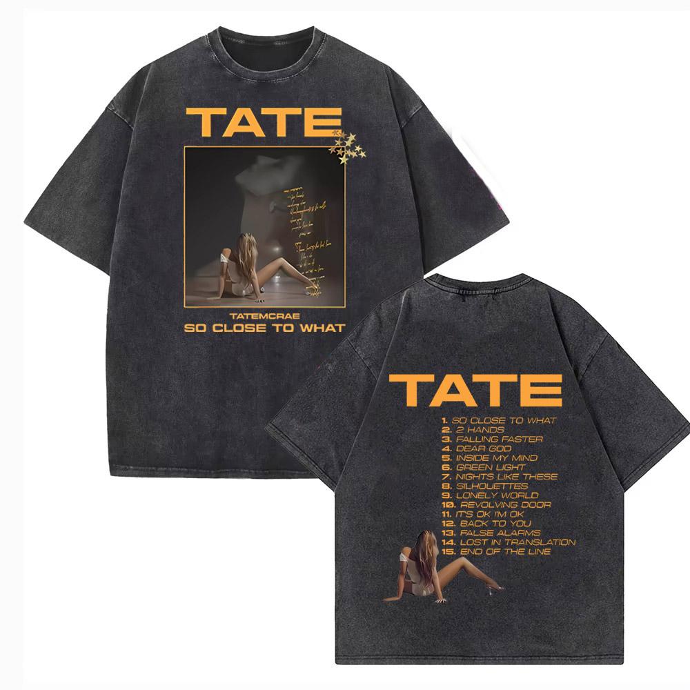 Tate McRae So Close To What Vintage Washed Tshirt Unisex Miss Possessive  Album Unisex Women Cotton Tshirts