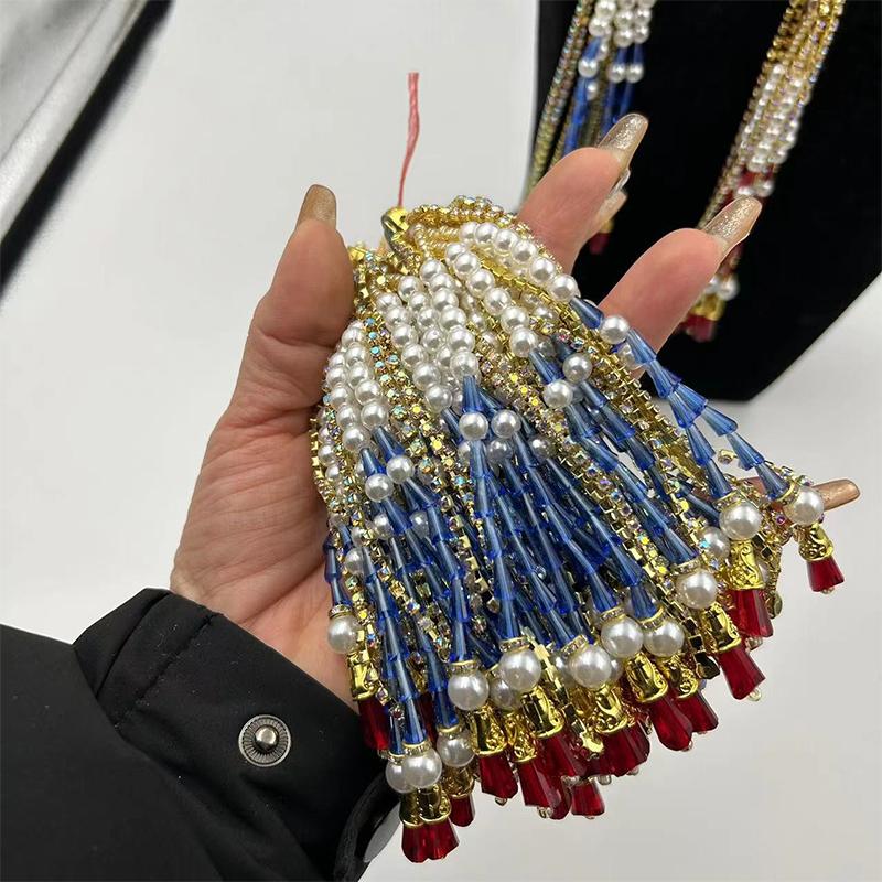 Handmade Wedding Groomsmen Hanfu Embroidery Zipper Tassel Cheongsam Pendant Diy Hairpin Bead Stringing Adult Alloy Glass