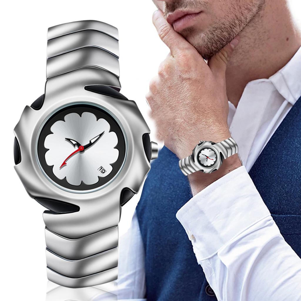 Men Y2K Unique Blade Stainless Steel Analog Quartz Watch Waterproof Wristwatch