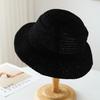 Summer Wide-Brimmed Straw Hat Solid Color Face-Shielding Sunhat for Beach Outings Fisherman Style