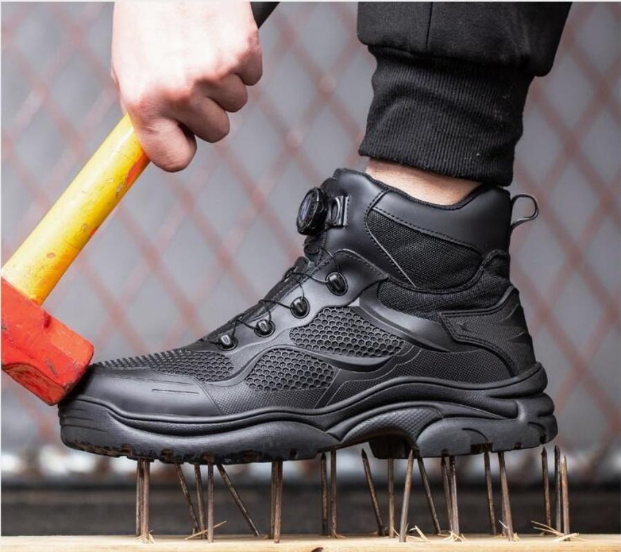 Rotary Buckle Work Boots Safety Steel Toe Shoes Men Breathable Safety Shoes Brand Indestructible Shoes Puncture-Proof work Shoes