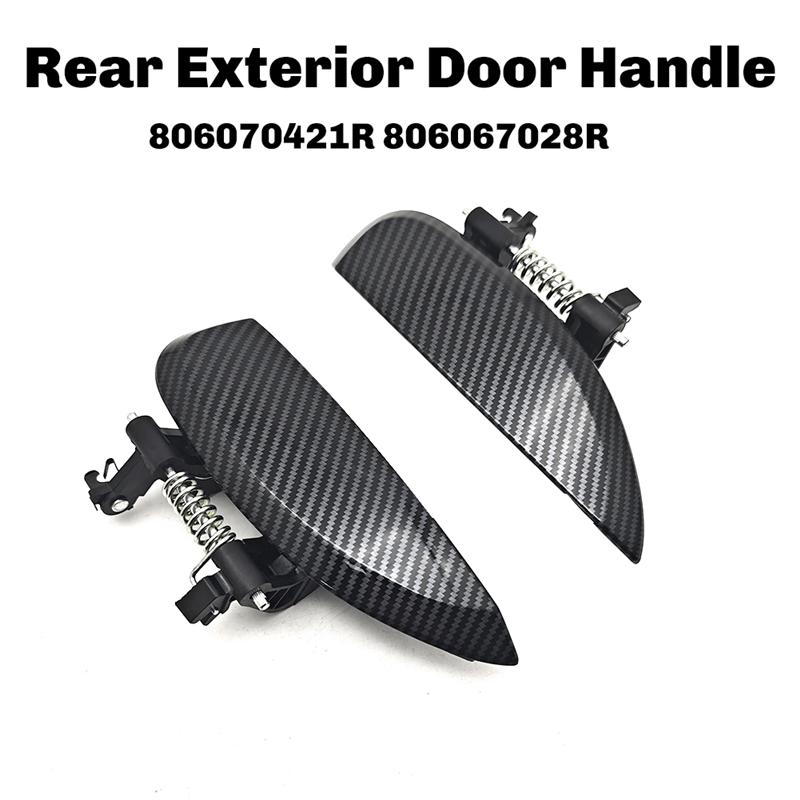 ABLZ-Car Rear Exterior Door Handle Set 1Pair For Dacia Sandero Logan MK2 Renault Clio Symbol MK3- Part Numbers 806070421R 806067 Carbon Fiber Pattern