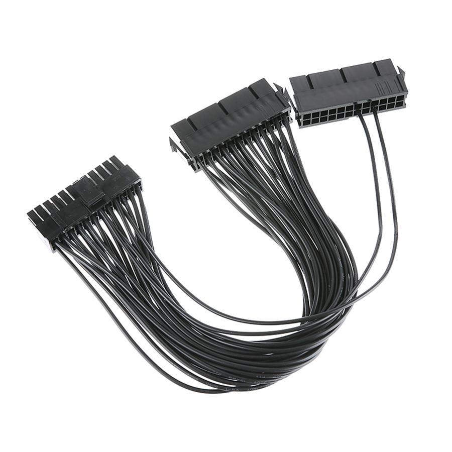 24 Pin Dual Power Supply Adapter Cable For PC ATX Motherboard Add On