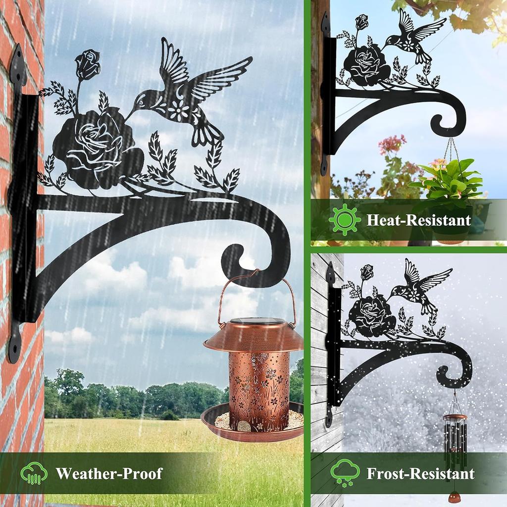 Hanging Plant Hanger Bracket Plant Hooks for Hanging Baskets Heavy Duty Decorative Hummingbird Silhouette Wall Mounted Hanging Plant Hangers Outdoor