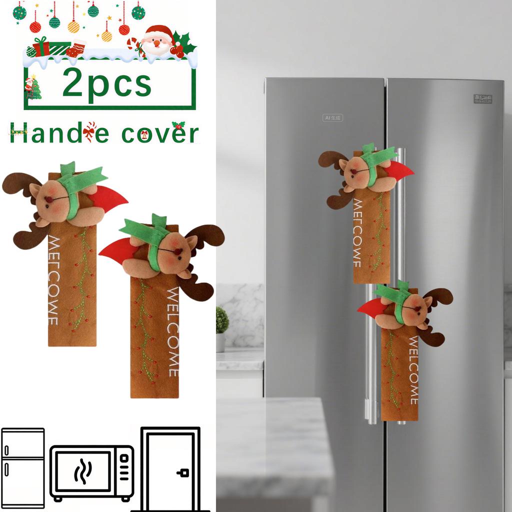 Christmas decoration refrigerator door handle protective case gingerbread man couple decoration set kitchen festive atmosphere arrangement